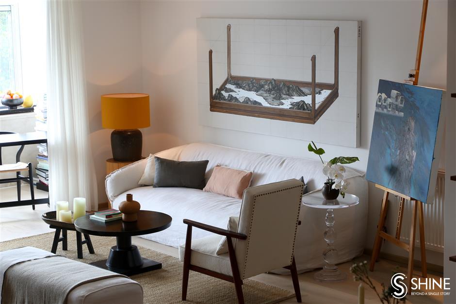contemporary art and design form a unique family living space