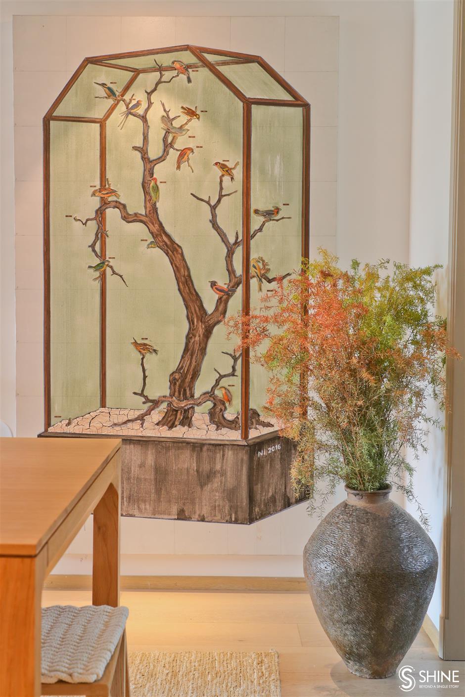contemporary art and design form a unique family living space
